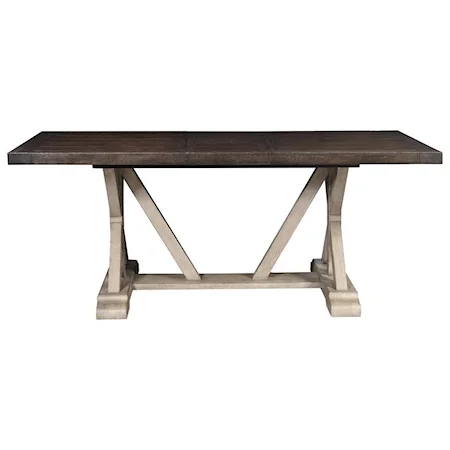 Gathering Table with Plank Top and Trestle Base