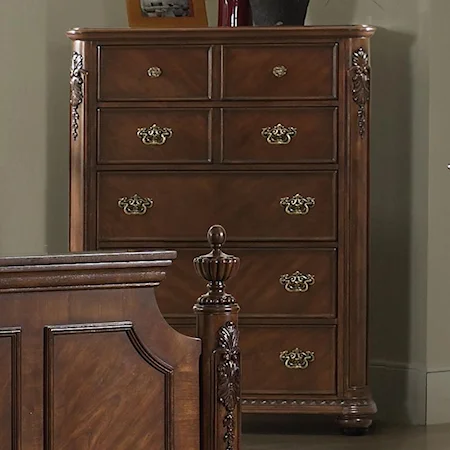 5 Drawer Chest with Intricate Carved Details