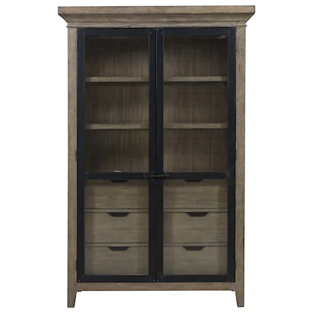 China Cabinet with Metal Strap Detail