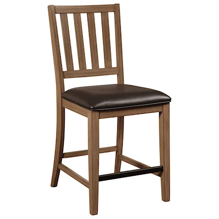 Casual Slat Back Gathering Height Chair with Upholstered Seat