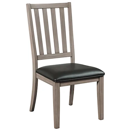 Casual Slat Back Side Chair with Upholstered Seat