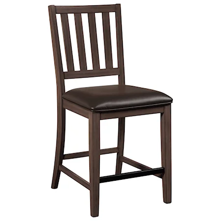 Casual Slat Back Gathering Height Chair with Upholstered Seat