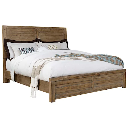 Queen Bed with Plank-Style Headboard