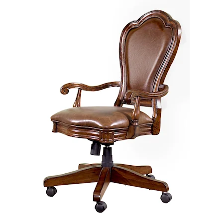 Upholstered Desk Chair with Adjustable Pedestal Seating Height