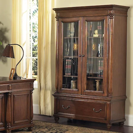 Cherry Bookcase with Glass Panel Doors