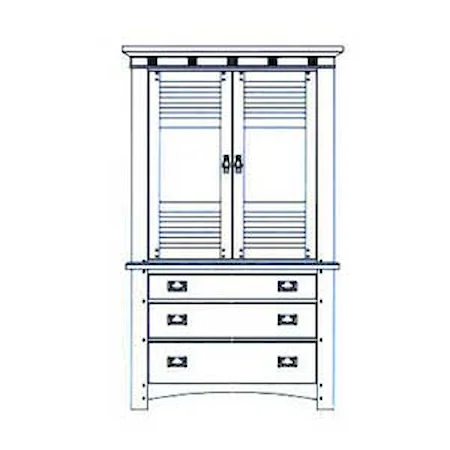 Two Door Three Drawer Two Piece Armoire