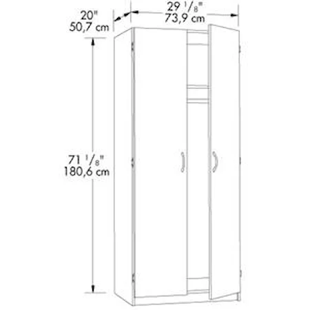 Wardrobe/Storage Cabinet with Garment Rod