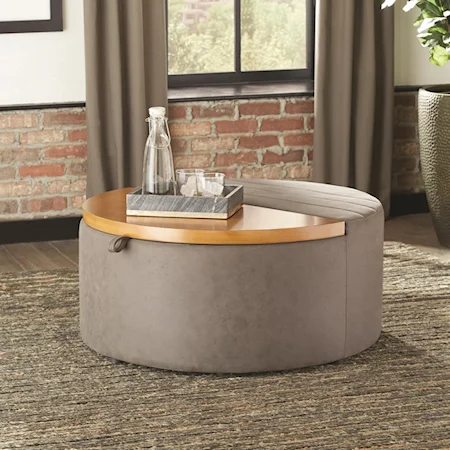 Round Ottoman with Storage Compartment