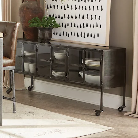 Industrial Accent Cabinet with Casters