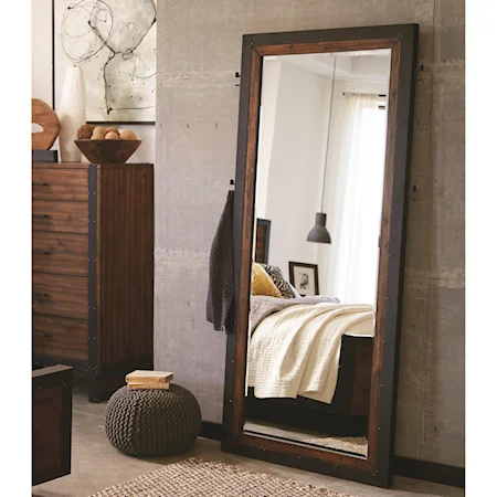 Industrial Floor Mirror with Metal Frame