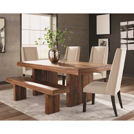 Rustic Table and Chair Set with Bench