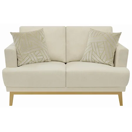 Transitional Loveseat with Wood Base