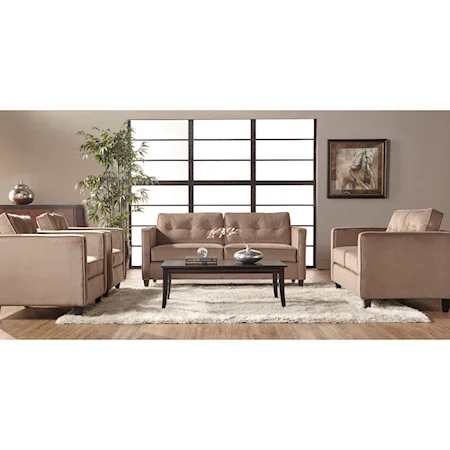 Contemporary Stationary Living Room Group with Tufted Seatbacks
