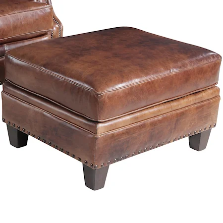 Traditional Ottoman With Tapered Block Feet