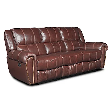 Casual Power Reclining Sofa with Classic Nailhead Studs