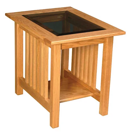 Mission Glass Top End Table