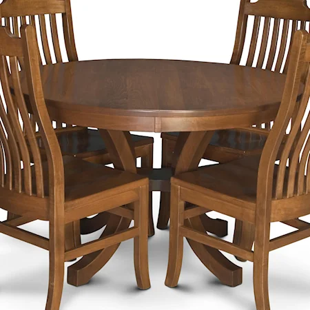 Round Pedestal Table with 2 Leaves
