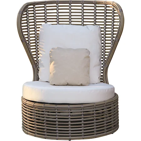 Outdoor Round Arm Chair with Winged Back