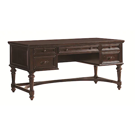 St. Ives Desk with Leather Top and Gold Accents