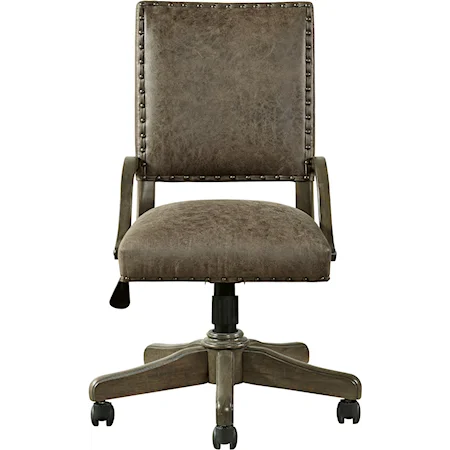 Swivel Desk Chair with Nailhead Trim