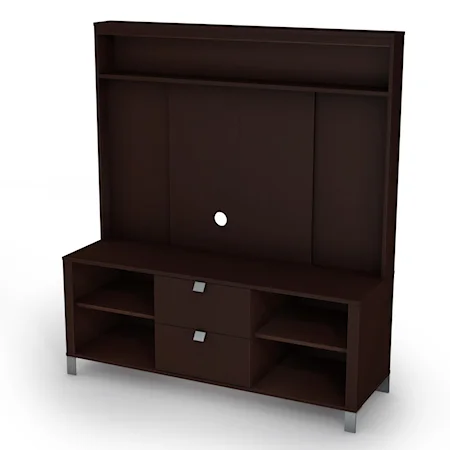 Contemporary 2-Drawer 2-Shelf TV Unit with Hutch