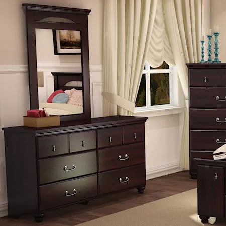 Dresser and Mirror Set