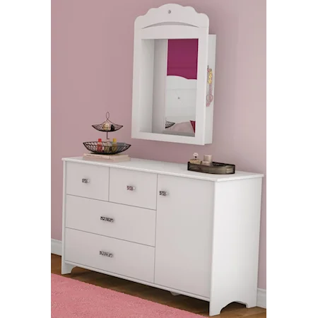 3 Drawer Dresser and Storage Mirror Combo