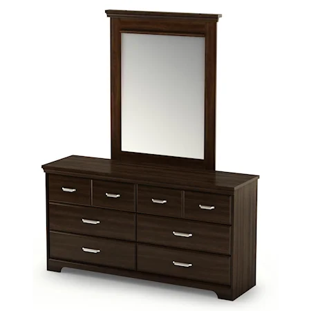 Drawer Dresser and Rectangle Mirror Set