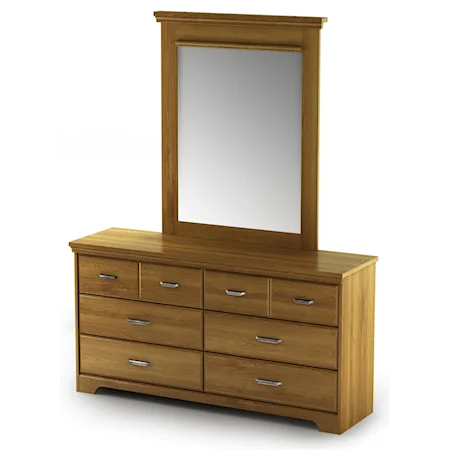 Drawer Dresser and Rectangle Mirror Set