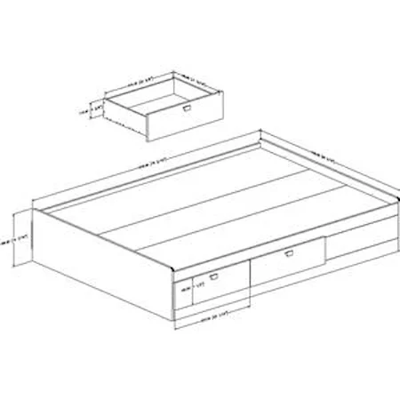 Full Mates Bed w/ 4 Side Drawers