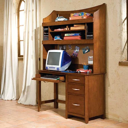 Single Pedestal Computer Desk and Hutch