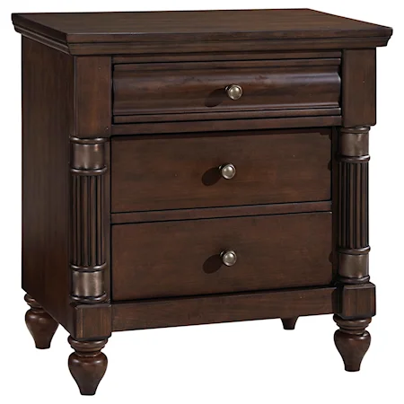 Transitional Nightstand with Split Turned Pilasters