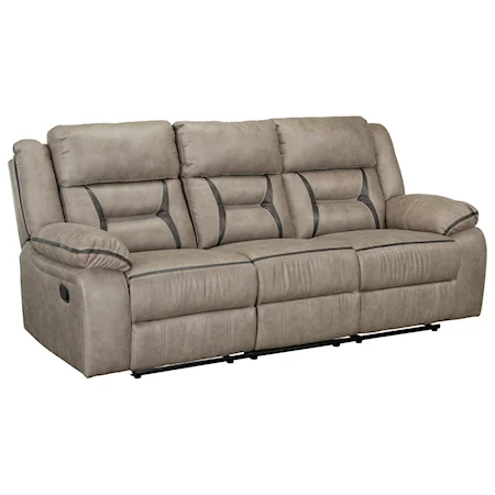 Casual Manual Reclining Sofa with Drop Down Center