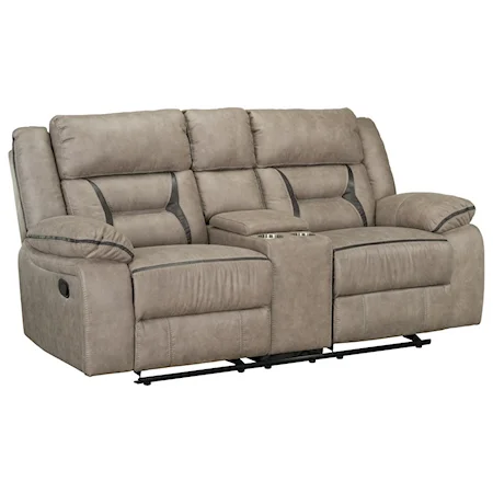 Casual Gliding Manual Reclining Loveseat with Center Console