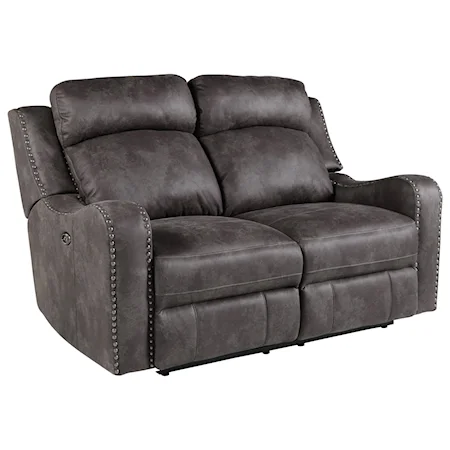 Traditional Power Reclining Loveseat with Nailhead Trim