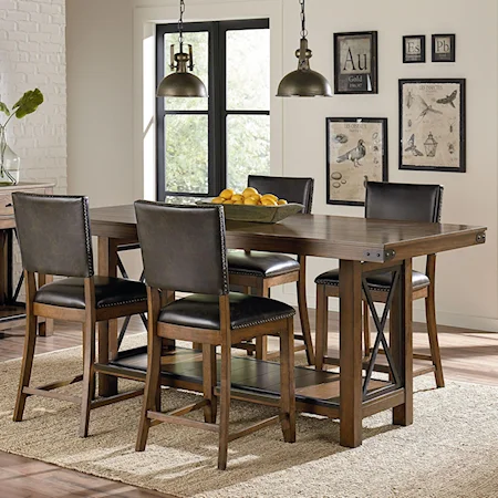 Counter Height Rustic Table and Chair Set