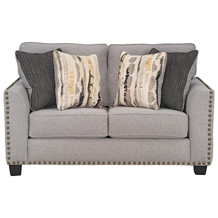 Transitional Loveseat with Nailhead Trim