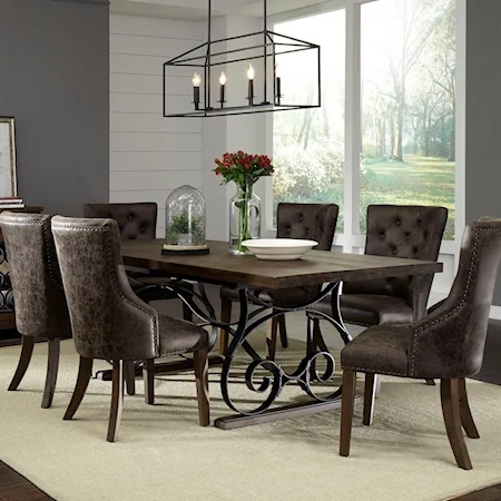 Rustic Table Set with Six Chairs