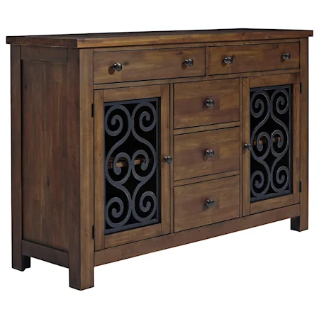 Rustic Sideboard with Scrolled Door Panels