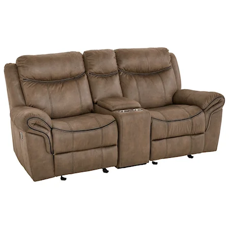 Casual Power Glider Loveseat with USB Plug and Cup Holders