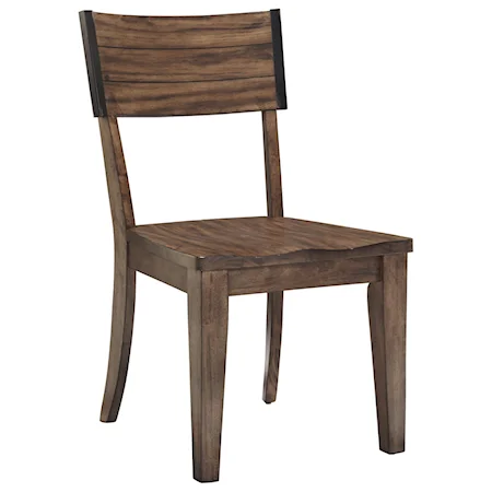 Square Back Dining Side Chair with Wood Seat
