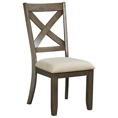 Upholstered Side Chair with X-Motif Backrest