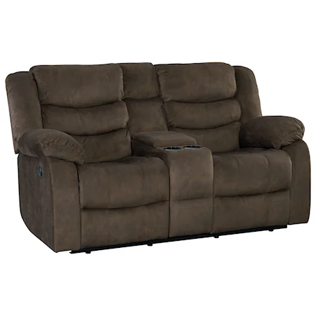Casual Manual Reclining Love Seat with Cup Holders