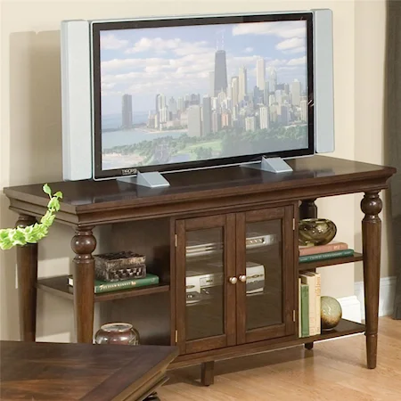 Entertainmnet Console With 4 Shelves and 3 Shelves Behind 2 Doors