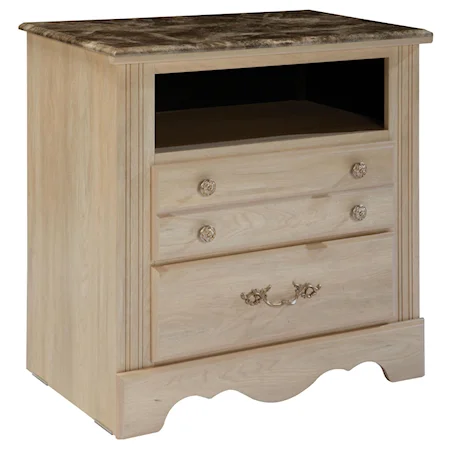 TV Chest with 2 Drawers and Faux Marble Top