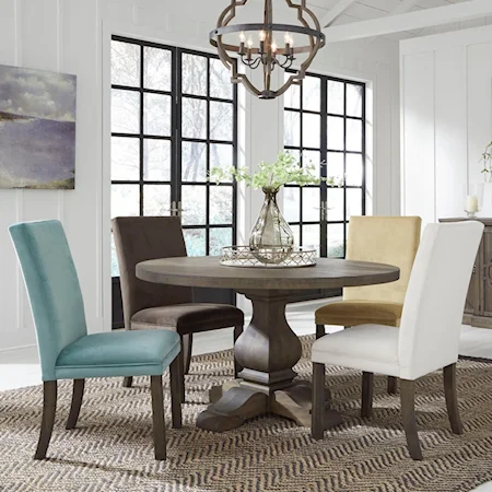 Casual Five Piece Dining Set with Round Table
