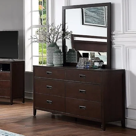 Contemporary Dresser and Mirror Combination with 6 Drawers