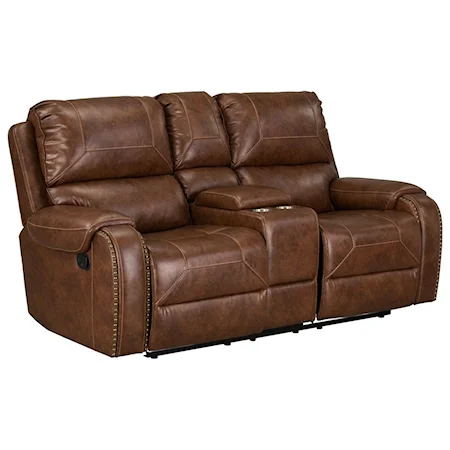 Casual Reclining Loveseat with Center Console and Cup Holders