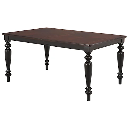 Rectangular Leg Dining Table with Turned Legs & 18" Leaf