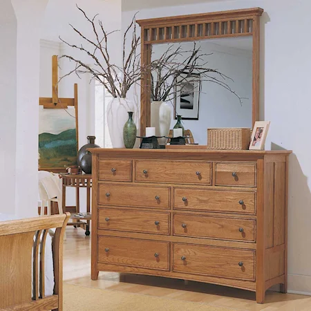 Nine-Drawer Drawer Dresser and Vertical Slat Mirror